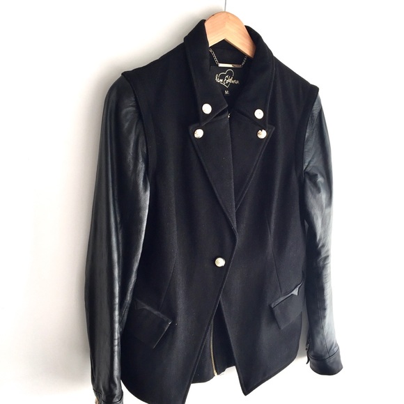 Sam Edelman Mixed Media Wool Leather Jacket - Picture 3 of 11